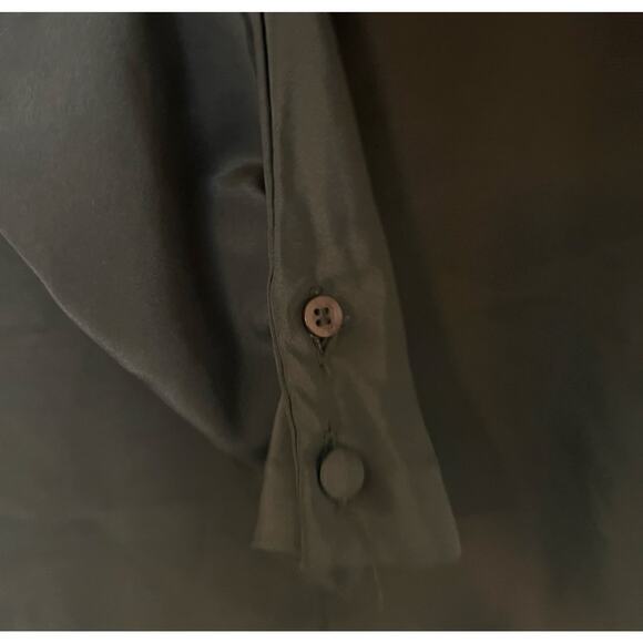 REGINA PORTER VTG Black High neck satin long sleeve high collar blouse sz 12 - Picture 8 of 8